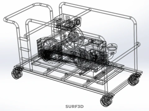 CART TURBINE POWER GENERATOR SET DIESEL ENGINE ALTERNATOR DYNAMO 3D Model