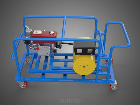 WIELEN WIELEN MOTOR DIESEL POWER GENERATOR SET GENSET MOTOR AC 3D Model