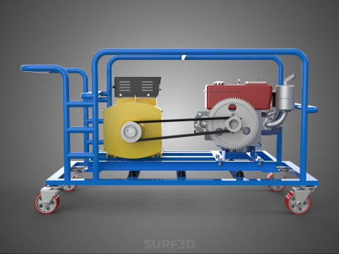 WIELEN WIELEN MOTOR DIESEL POWER GENERATOR SET GENSET MOTOR AC 3D Model