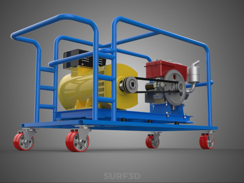 WIELEN WIELEN MOTOR DIESEL POWER GENERATOR SET GENSET MOTOR AC 3D Model