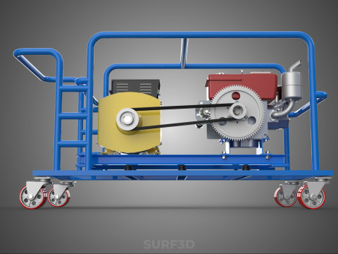 WIELEN WIELEN MOTOR DIESEL POWER GENERATOR SET GENSET MOTOR AC 3D Model