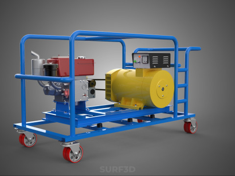 WIELEN WIELEN MOTOR DIESEL POWER GENERATOR SET GENSET MOTOR AC 3D Model