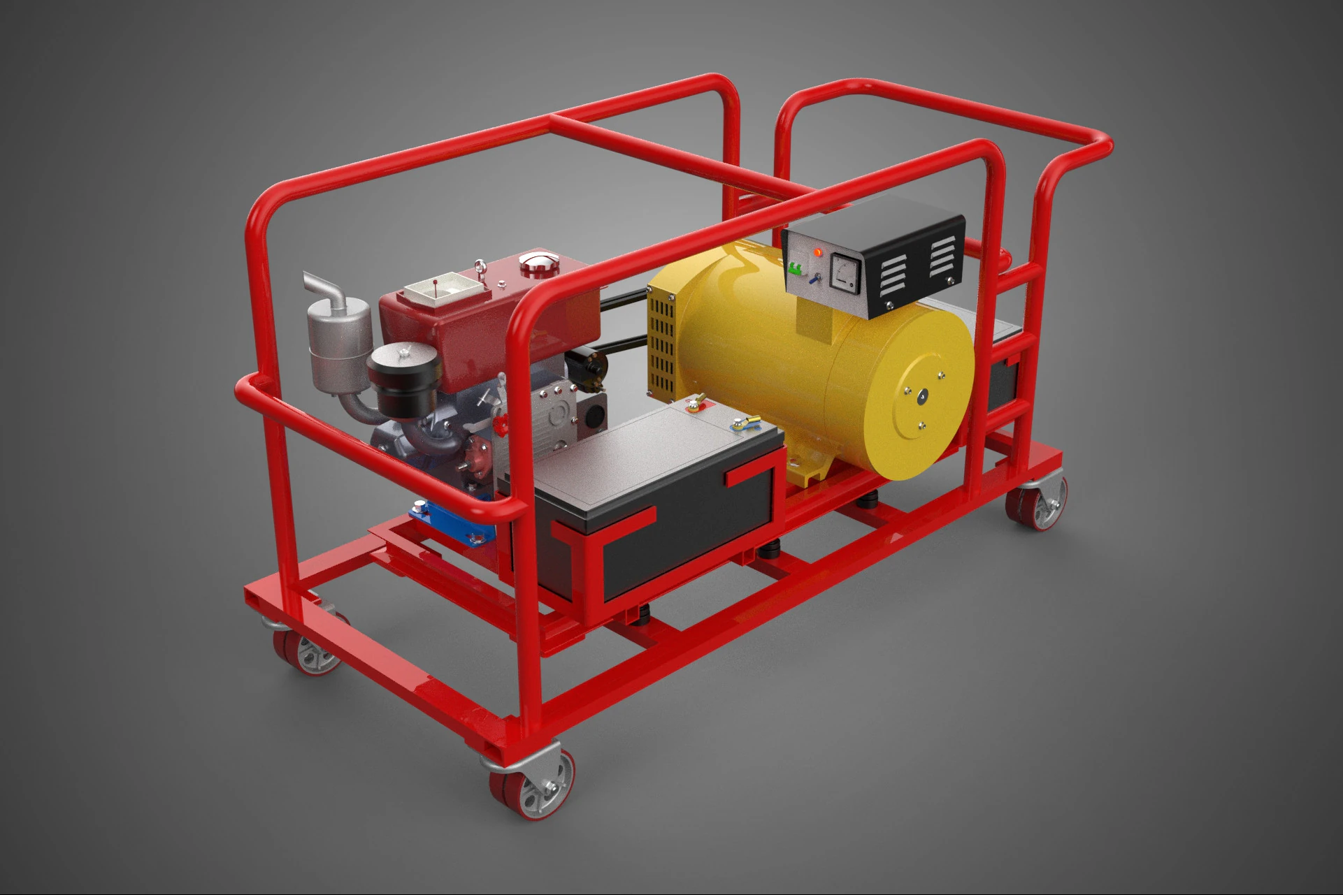 PORTABLE POWER BANK CHARGING STATION DIESEL GENERATOR SET GENSET 3D Model .c4d .max .obj .3ds .fbx .stl .blend