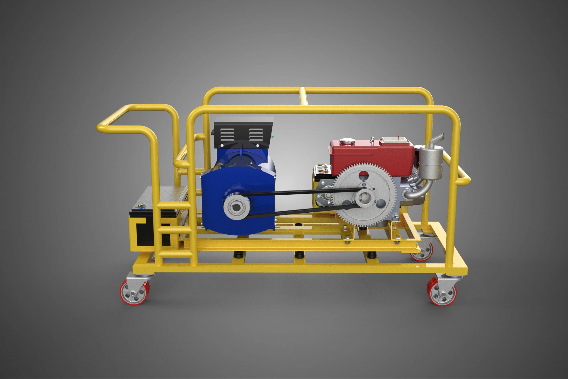 DIESEL SELF STARTER ELECTRIC MOTOR FLYWHEEL POWER GENERATOR SET 3D Model .c4d .max .obj .3ds .fbx .stl .blend 