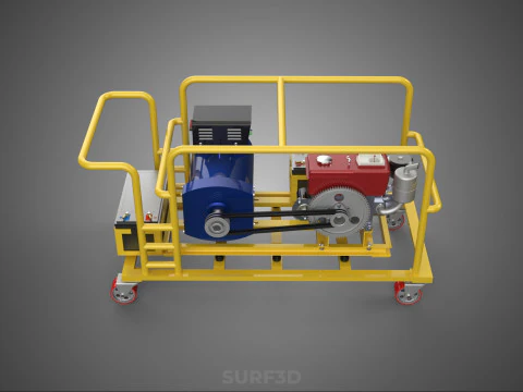 DIESEL SELF STARTER ELECTRIC MOTOR FLYWHEEL POWER GENERATOR SET 3D Model