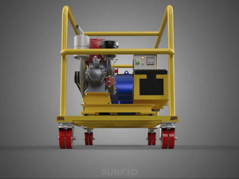 DIESEL SELF STARTER ELECTRIC MOTOR FLYWHEEL POWER GENERATOR SET 3D Model