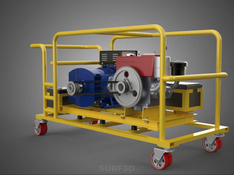 DIESEL SELF STARTER ELECTRIC MOTOR FLYWHEEL POWER GENERATOR SET 3D Model