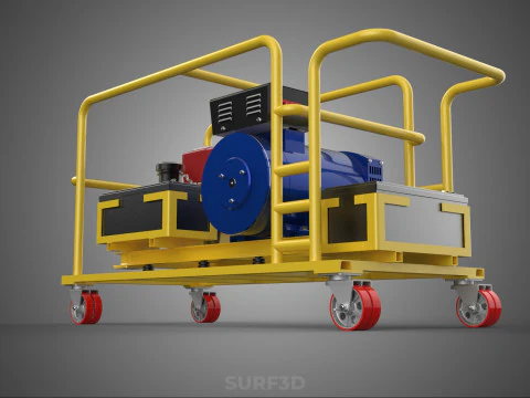 DIESEL SELF STARTER ELECTRIC MOTOR FLYWHEEL POWER GENERATOR SET 3D Model