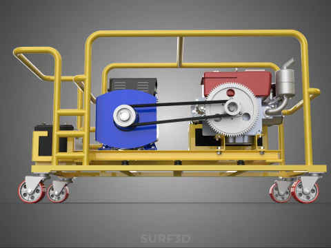 DIESEL SELF STARTER ELECTRIC MOTOR FLYWHEEL POWER GENERATOR SET 3D Model