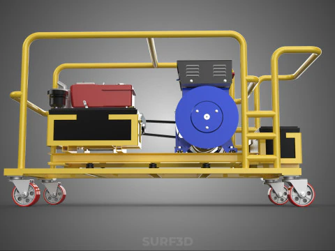 DIESEL SELF STARTER ELECTRIC MOTOR FLYWHEEL POWER GENERATOR SET 3D Model