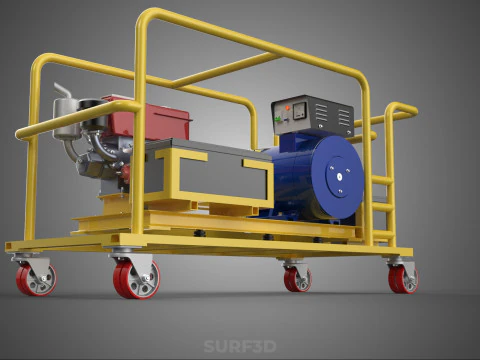 DIESEL SELF STARTER ELECTRIC MOTOR FLYWHEEL POWER GENERATOR SET 3D Model