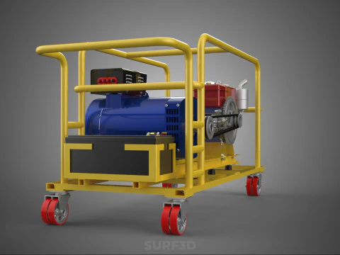 DIESEL SELF STARTER ELECTRIC MOTOR FLYWHEEL POWER GENERATOR SET 3D Model