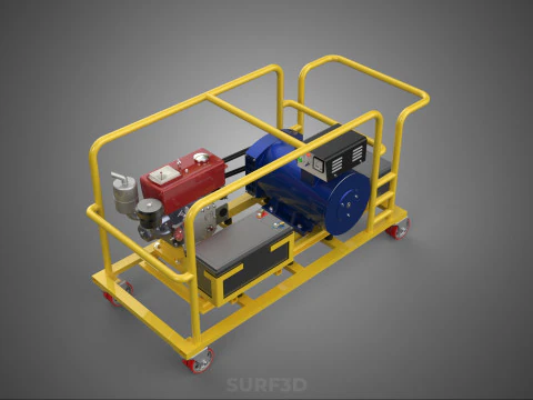 DIESEL SELF STARTER ELECTRIC MOTOR FLYWHEEL POWER GENERATOR SET 3D Model