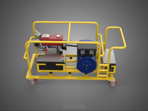 DIESEL SELF STARTER ELECTRIC MOTOR FLYWHEEL POWER GENERATOR SET 3D Model