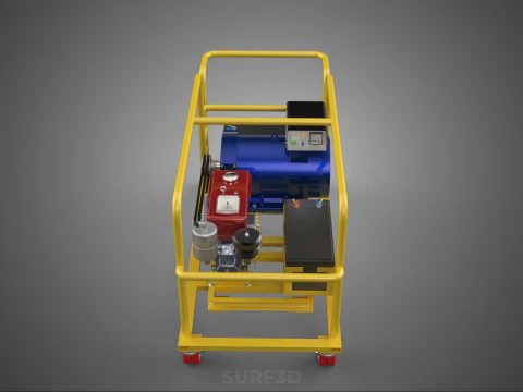 DIESEL SELF STARTER ELECTRIC MOTOR FLYWHEEL POWER GENERATOR SET 3D Model