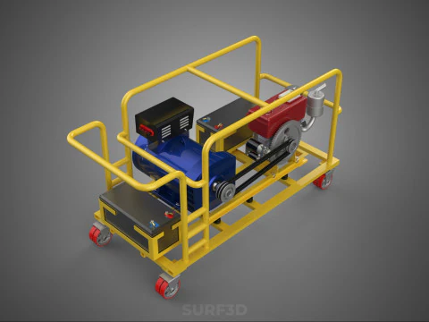 DIESEL SELF STARTER ELECTRIC MOTOR FLYWHEEL POWER GENERATOR SET 3D Model