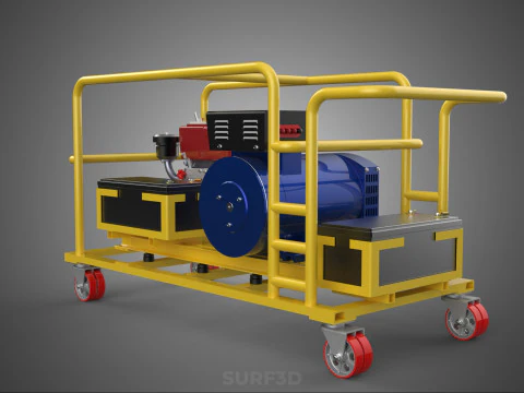 DIESEL SELF STARTER ELECTRIC MOTOR FLYWHEEL POWER GENERATOR SET 3D Model