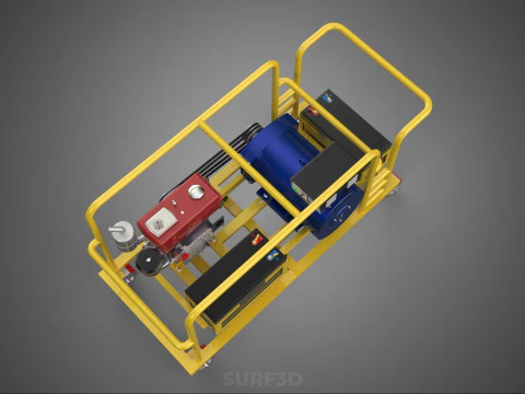 DIESEL SELF STARTER ELECTRIC MOTOR FLYWHEEL POWER GENERATOR SET 3D Model