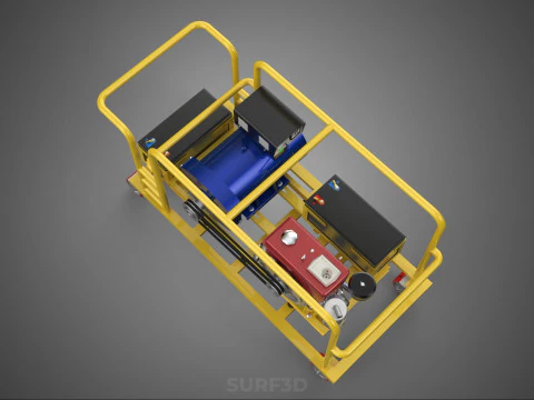 DIESEL SELF STARTER ELECTRIC MOTOR FLYWHEEL POWER GENERATOR SET 3D Model