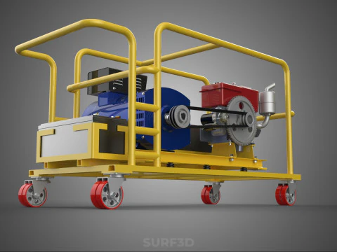 DIESEL SELF STARTER ELECTRIC MOTOR FLYWHEEL POWER GENERATOR SET 3D Model