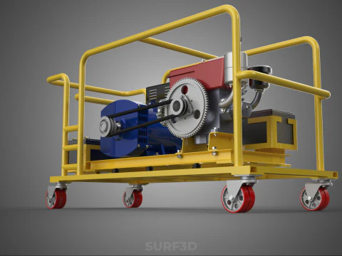 DIESEL SELF STARTER ELECTRIC MOTOR FLYWHEEL POWER GENERATOR SET 3D Model