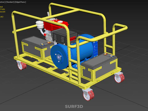 DIESEL SELF STARTER ELECTRIC MOTOR FLYWHEEL POWER GENERATOR SET 3D Model