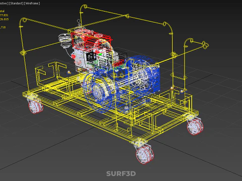 DIESEL SELF STARTER ELECTRIC MOTOR FLYWHEEL POWER GENERATOR SET 3D Model