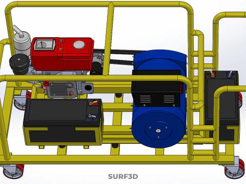 DIESEL SELF STARTER ELECTRIC MOTOR FLYWHEEL POWER GENERATOR SET 3D Model