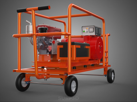 MOBILE BACKUP DIESEL GENSET POWER GENERATOR SET BATTERY SYSTEM 3D Model