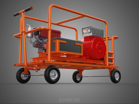 MOBILE BACKUP DIESEL GENSET POWER GENERATOR SET BATTERY SYSTEM 3D Model