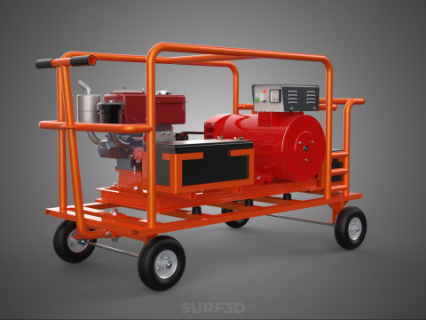 MOBILE BACKUP DIESEL GENSET POWER GENERATOR SET BATTERY SYSTEM 3D Model