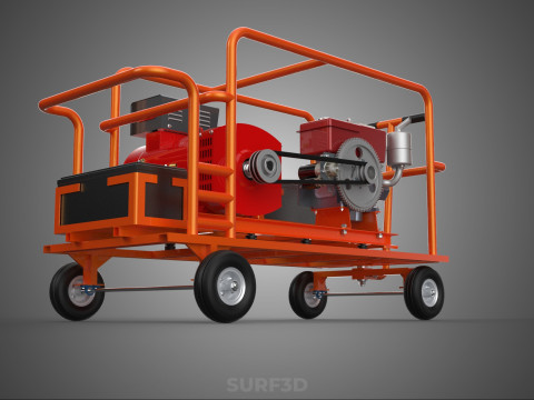 MOBILE BACKUP DIESEL GENSET POWER GENERATOR SET BATTERY SYSTEM 3D Model