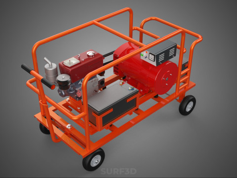 MOBILE BACKUP DIESEL GENSET POWER GENERATOR SET BATTERY SYSTEM 3D Model