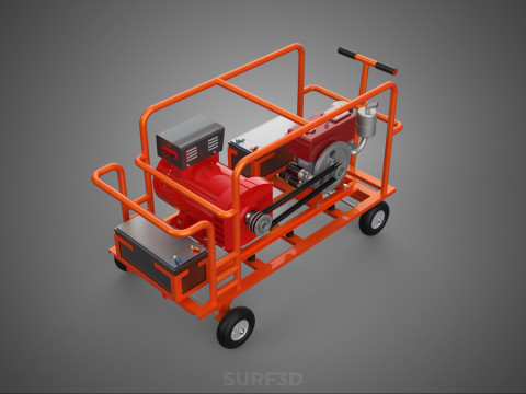 MOBILE BACKUP DIESEL GENSET POWER GENERATOR SET BATTERY SYSTEM 3D Model