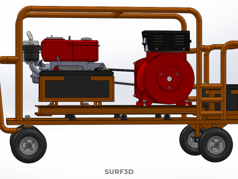 MOBILE BACKUP DIESEL GENSET POWER GENERATOR SET BATTERY SYSTEM 3D Model