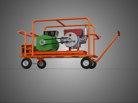 HANDLE WHEELED DOLLY TROLLEY DIESEL POWER GENERATOR SET GENSET 3D Model