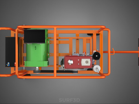 手轮小车手推车柴油发电机组发电机组 3D 模型