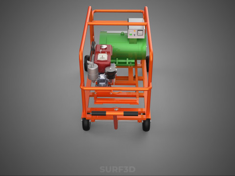 手轮小车手推车柴油发电机组发电机组 3D 模型