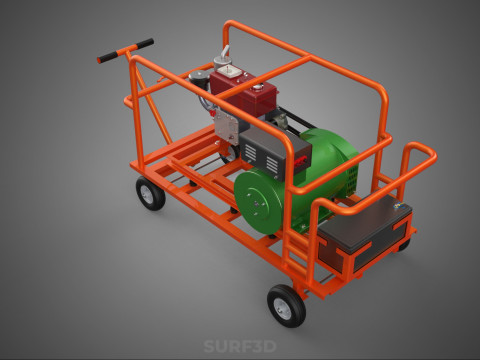 手轮小车手推车柴油发电机组发电机组 3D 模型