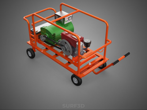 手轮小车手推车柴油发电机组发电机组 3D 模型