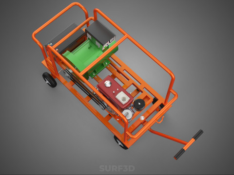 手轮小车手推车柴油发电机组发电机组 3D 模型