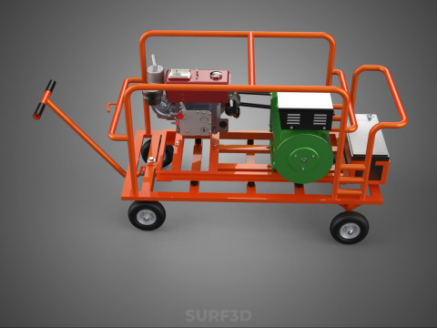 手轮小车手推车柴油发电机组发电机组 3D 模型