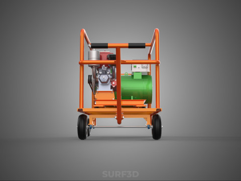 手轮小车手推车柴油发电机组发电机组 3D 模型