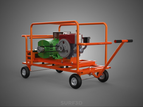 手轮小车手推车柴油发电机组发电机组 3D 模型