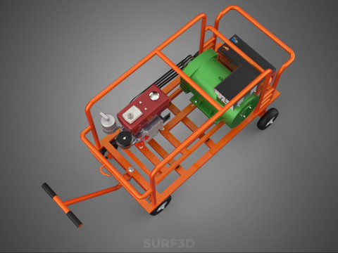 手轮小车手推车柴油发电机组发电机组 3D 模型