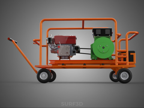 手轮小车手推车柴油发电机组发电机组 3D 模型