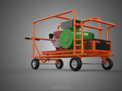 手轮小车手推车柴油发电机组发电机组 3D 模型