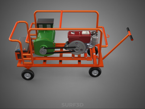 手轮小车手推车柴油发电机组发电机组 3D 模型