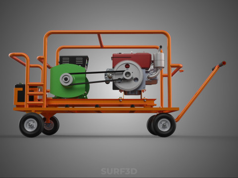 手轮小车手推车柴油发电机组发电机组 3D 模型