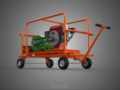 手轮小车手推车柴油发电机组发电机组 3D 模型